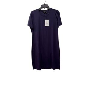 New Theory Women's Size L Cherry Travel Jersey Mini Dress Plum Purple
